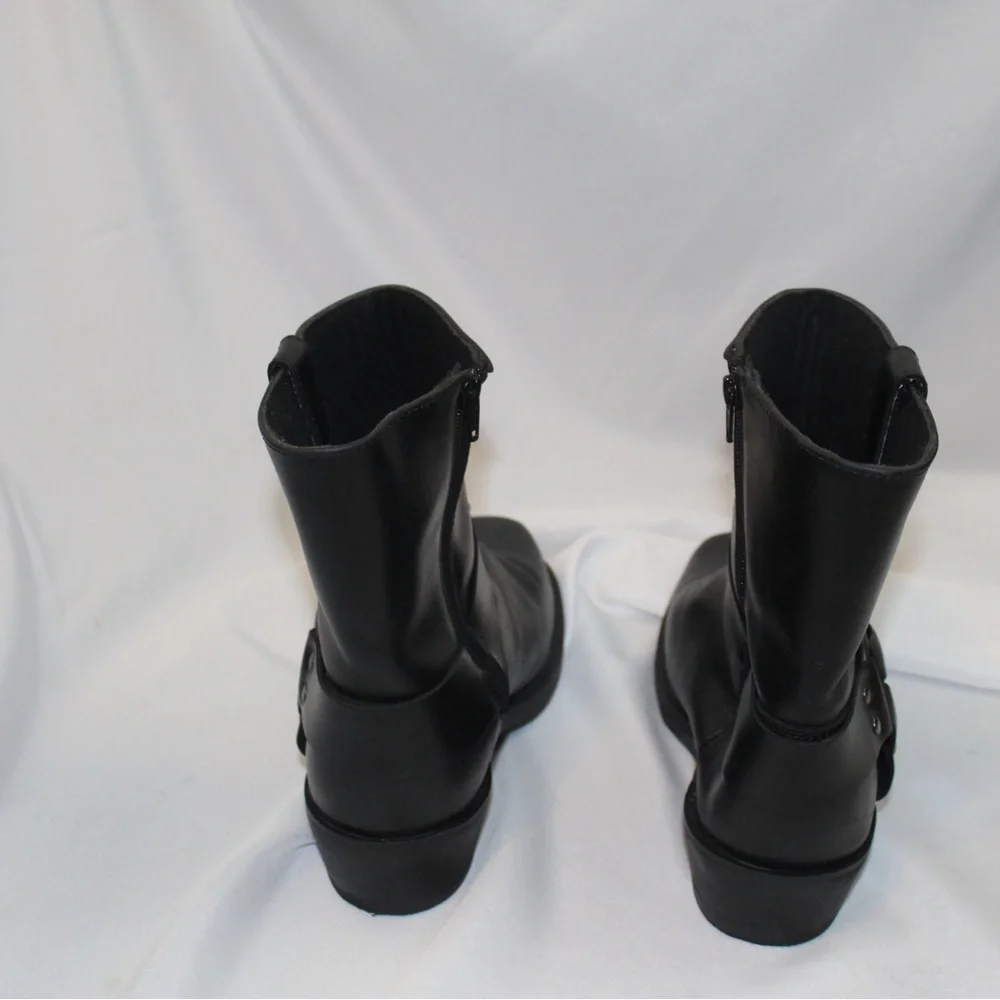 Dingo Rev Up Square Toe Motorcycle  Mens Black Casual Boots DI19090 - Picture 6 of 7